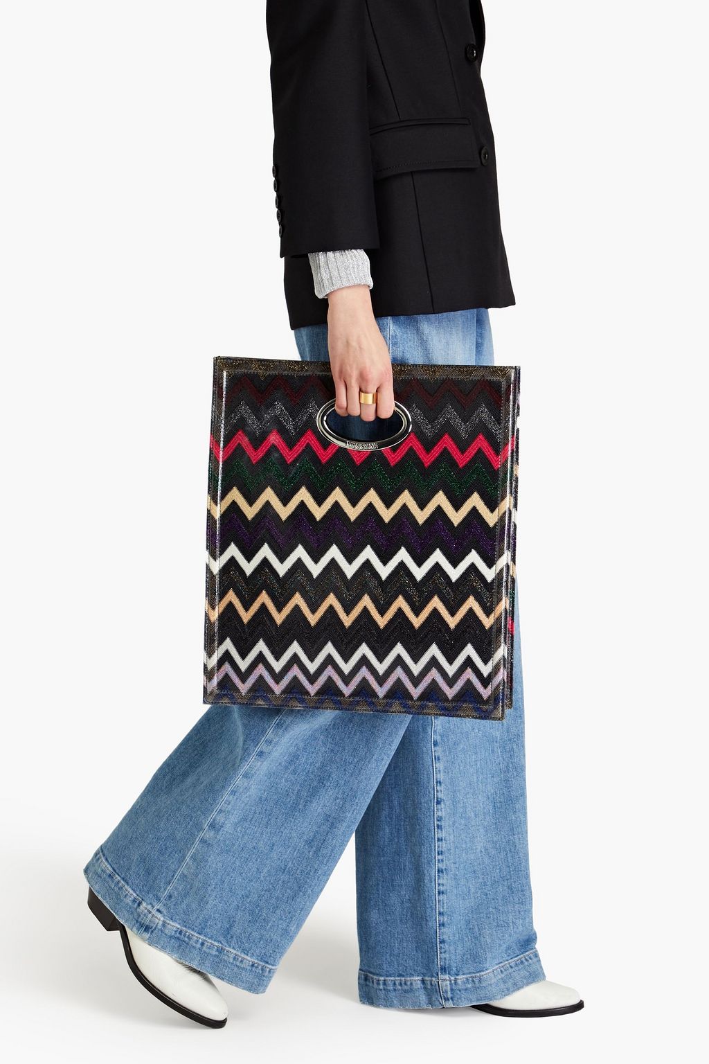 MISSONI Metallic crochet-knit tote