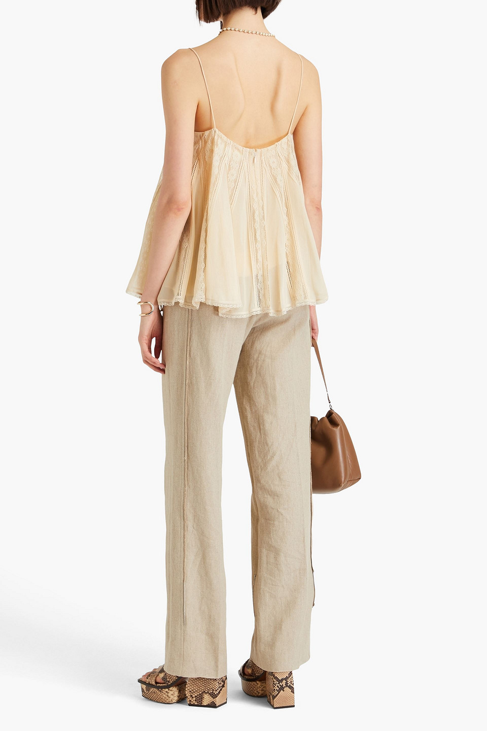 Zimmermann Chantilly Lace And Chiffon Top In Cream