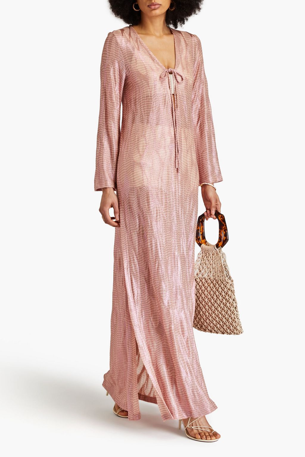 MISSONI 메탈릭 크로셰 니트 맥시 드레스