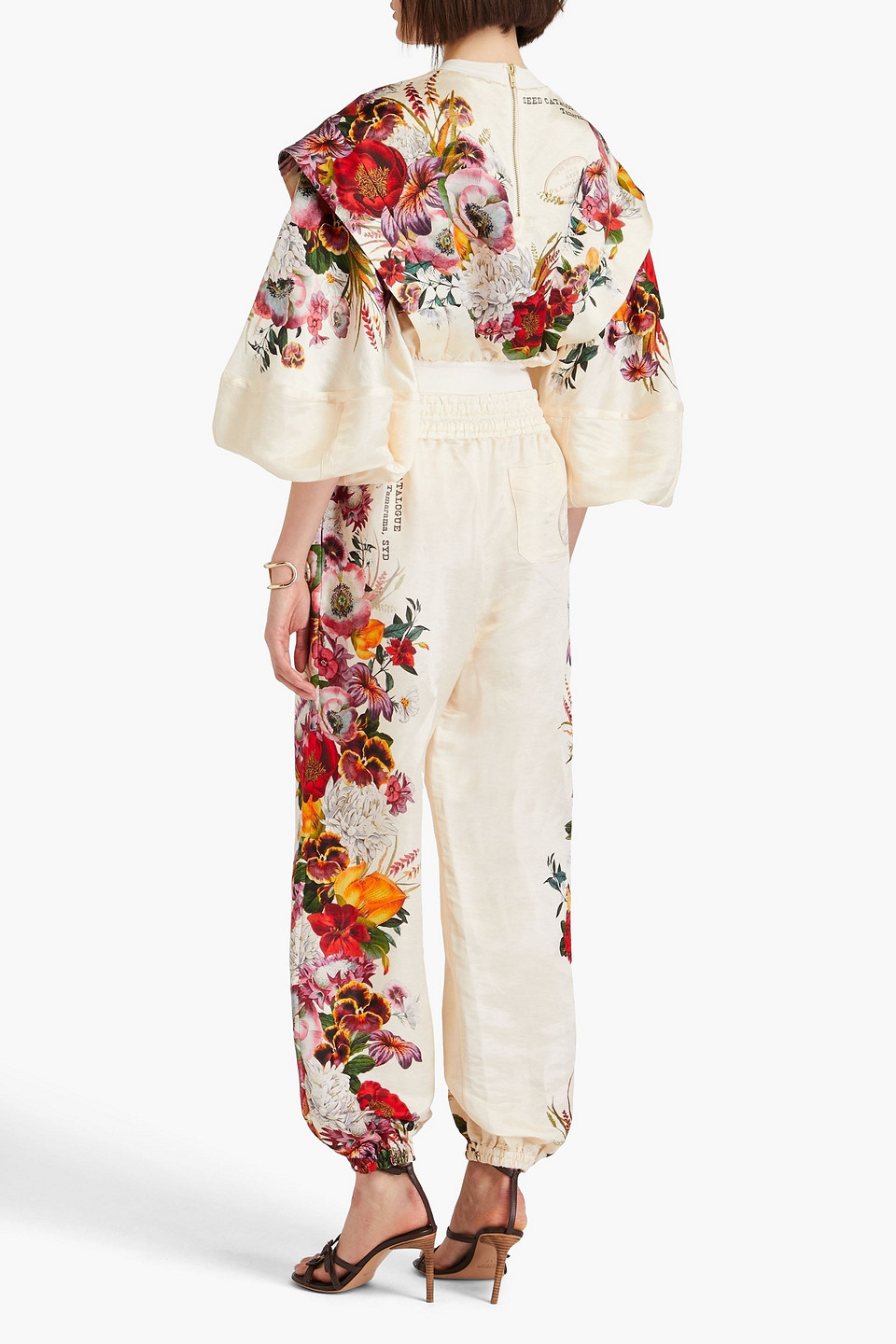 ZIMMERMANN RUFFLED FLORAL-PRINT LINEN AND SILK-BLEND TOP