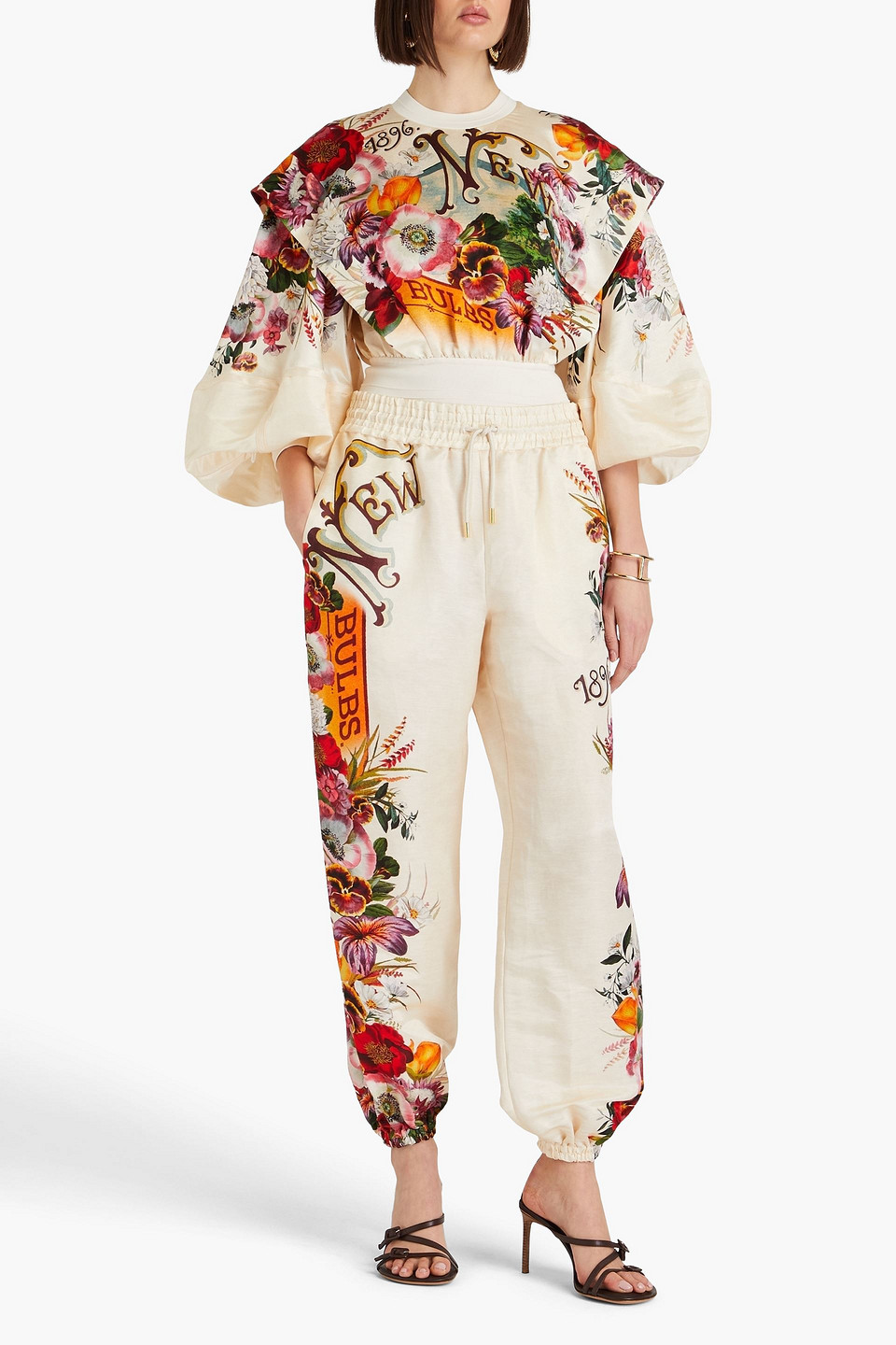 ZIMMERMANN RUFFLED FLORAL-PRINT LINEN AND SILK-BLEND TOP