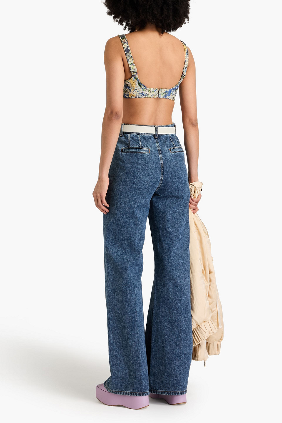 Zimmermann Floral-print Silk Bra Top In Blue