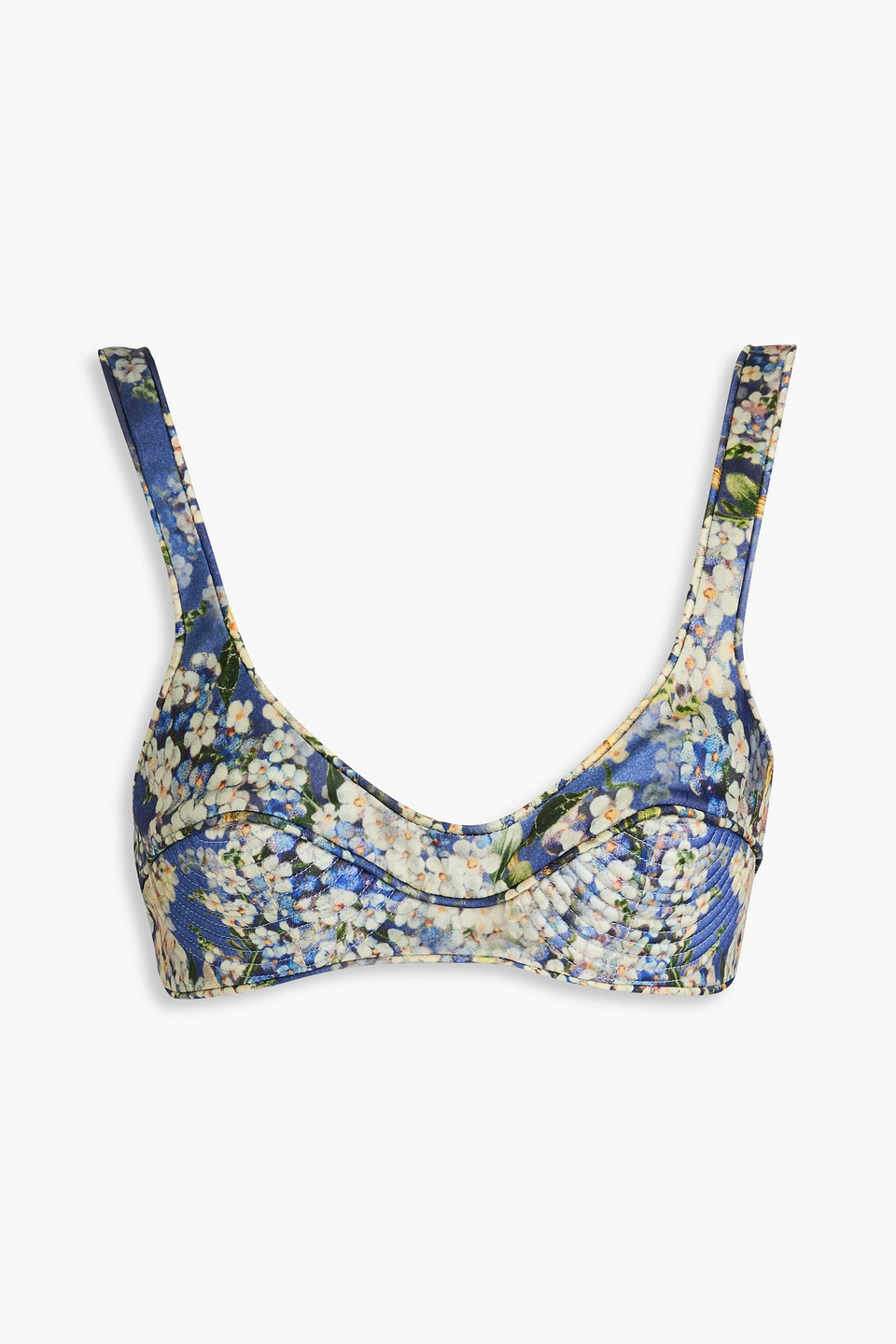 Zimmermann Floral-print Silk Bra Top In Blue