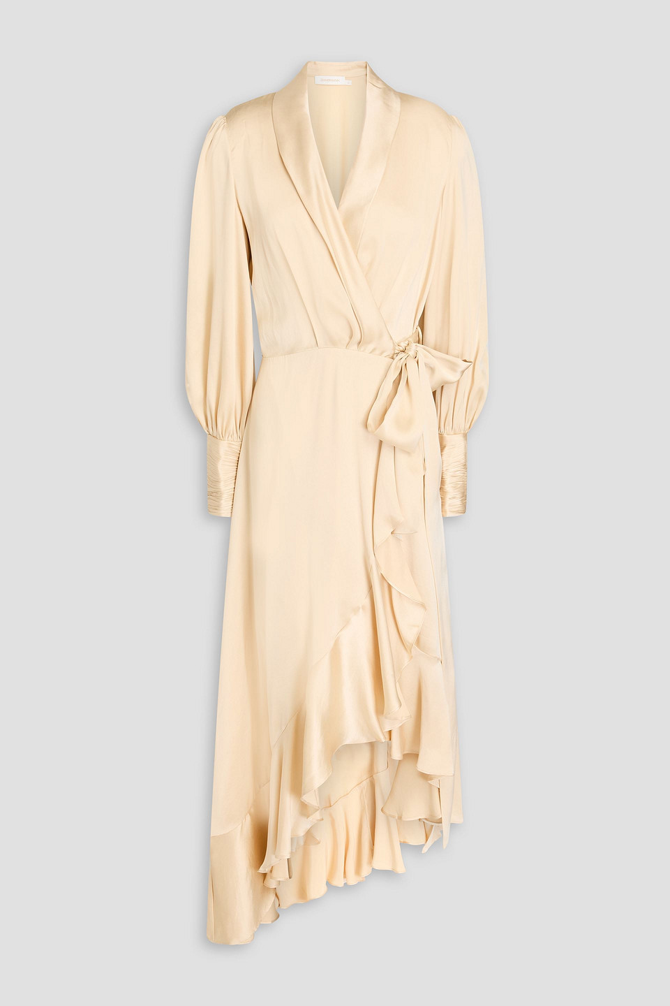 Zimmermann Silk Wrap Midi Dress In Cream