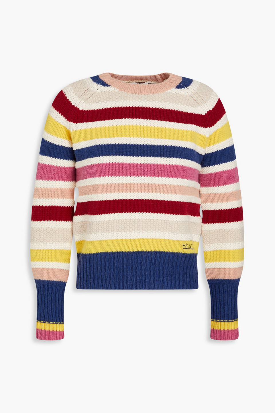 Zimmermann Striped Intarsia Merino Wool And Cotton-blend Jumper In White