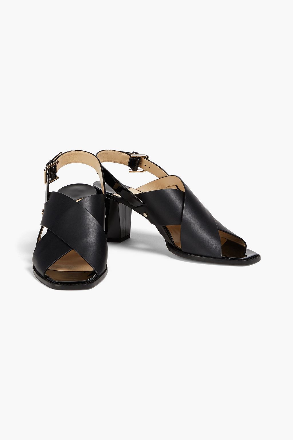 JIMMY CHOO صندل "آيكس 65" من الجلد الأملس واللامع مزود بحزام خلفي