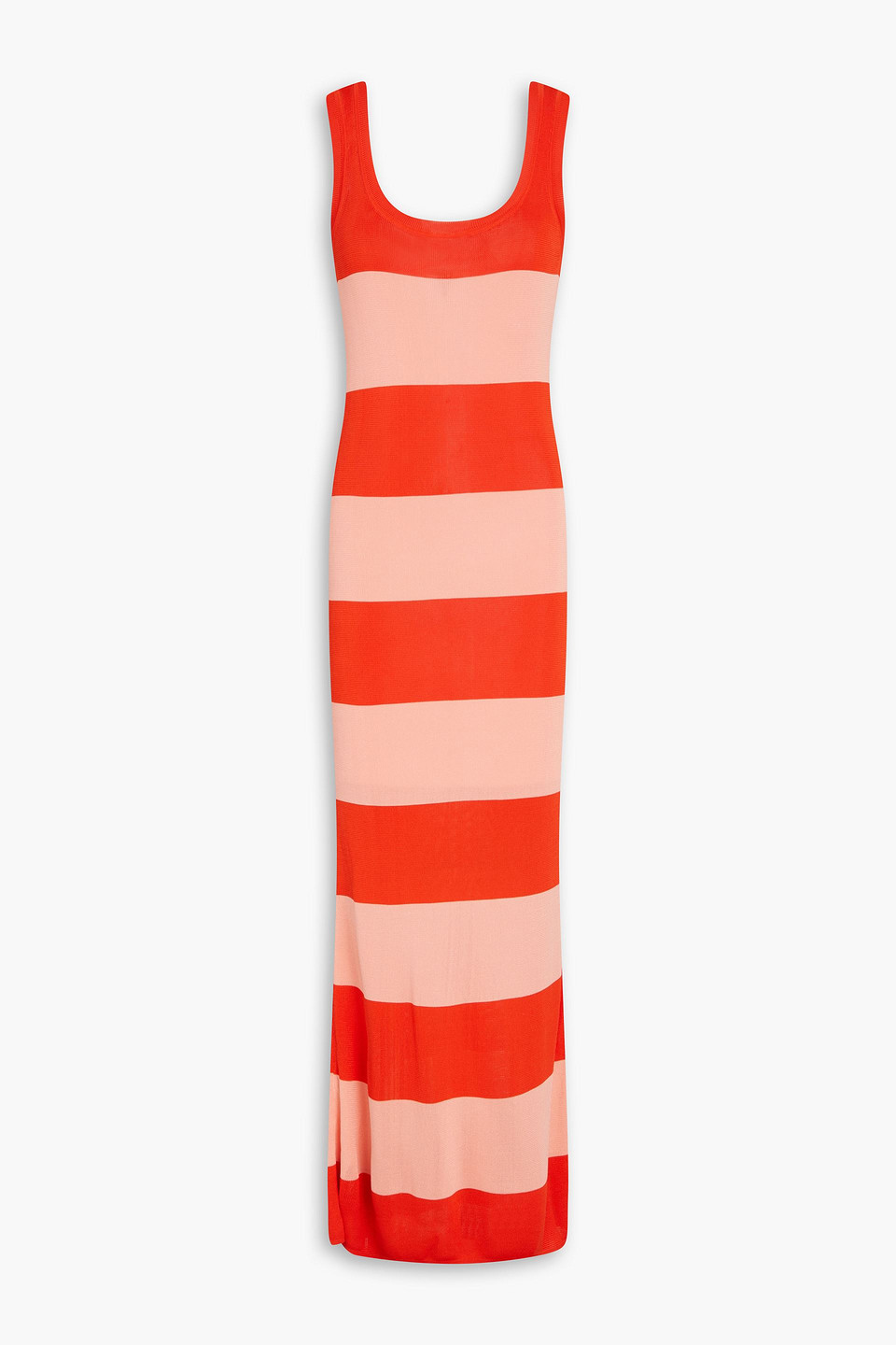 Zimmermann Striped Knitted Maxi Dress In Coral