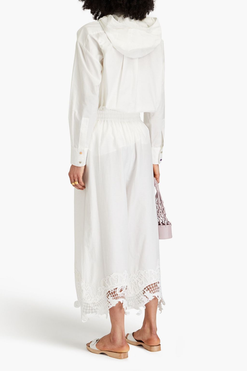 ZIMMERMANN Lace-trimmed cotton and silk-blend culottes