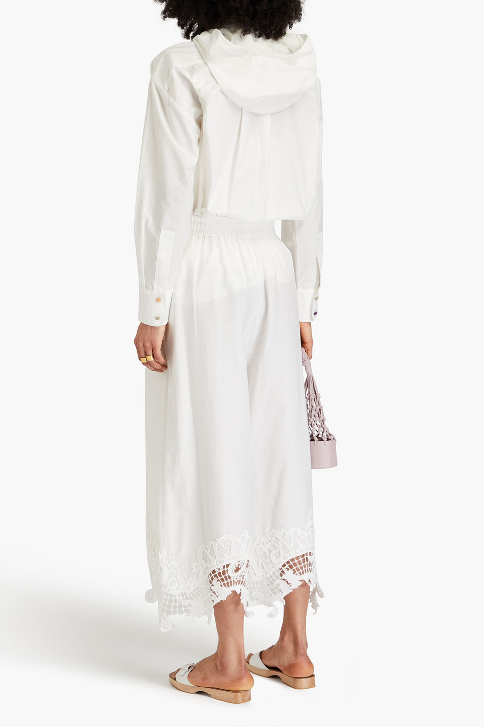 Zimmermann Lace-trimmed Cotton And Silk-blend Culottes In Ivory