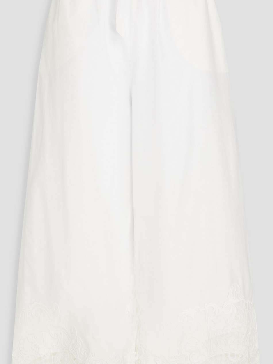 lace-trimmed cotton and silk-blend culottes
