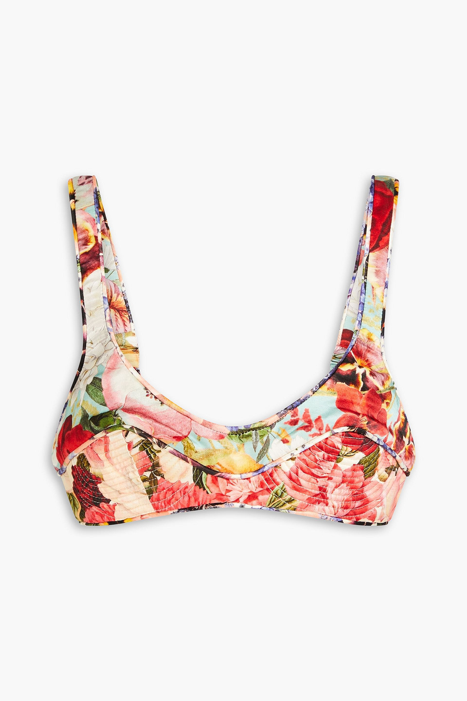 Zimmermann Wonderland Floral-print Bralette In Rot