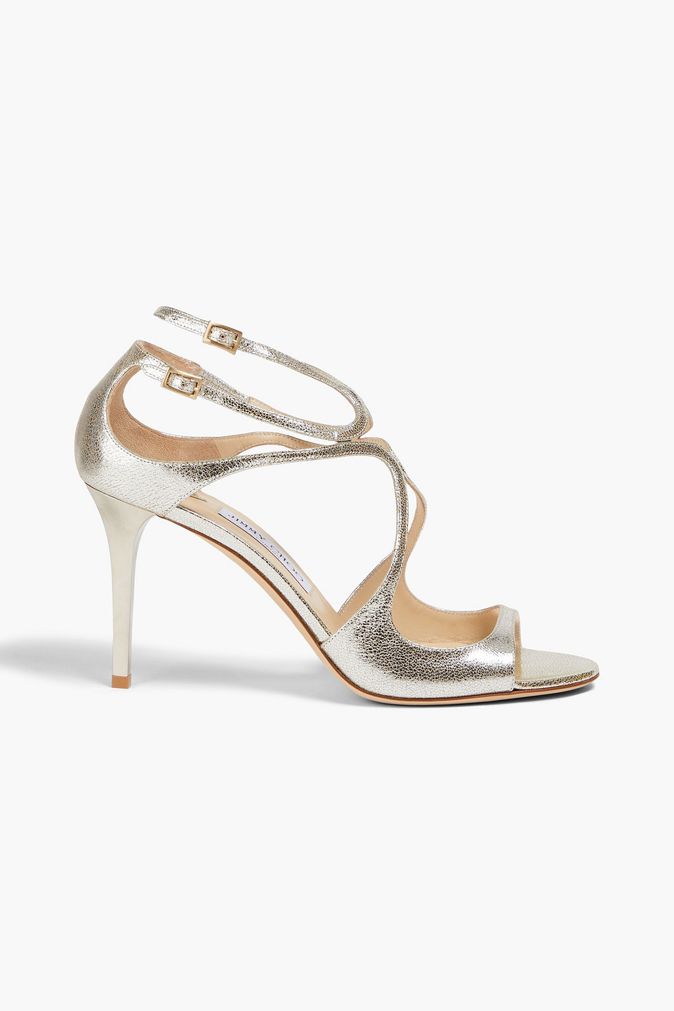 Ivette cutout metallic pebbled-leather sandals