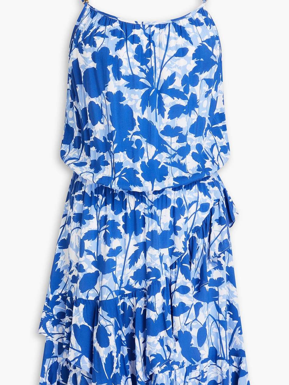 tuscany ruffled floral-print woven mini dress