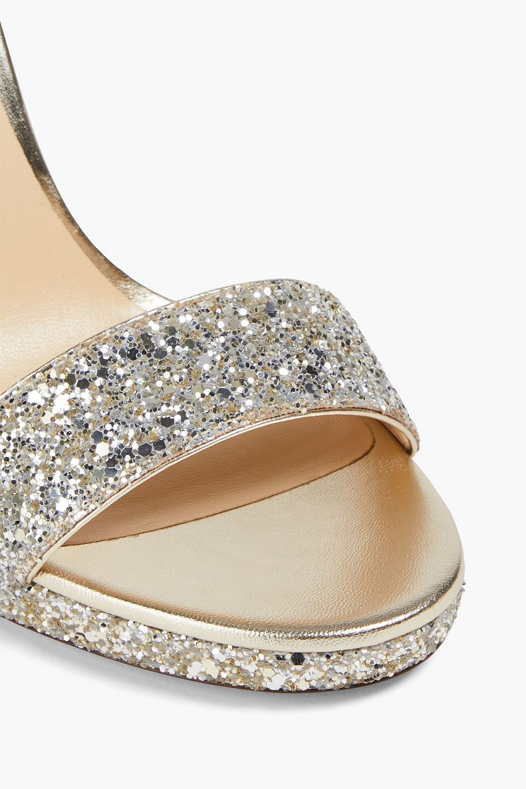 JIMMY CHOO Misty 120 glittered leather sandals