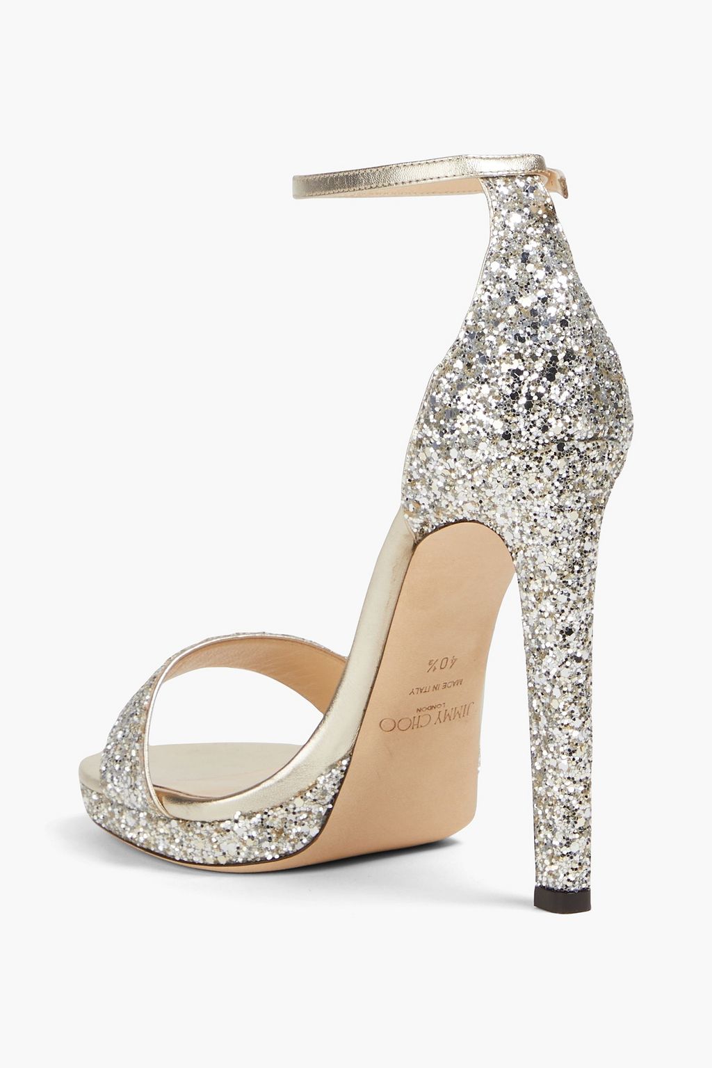 JIMMY CHOO Misty 120 glittered leather sandals