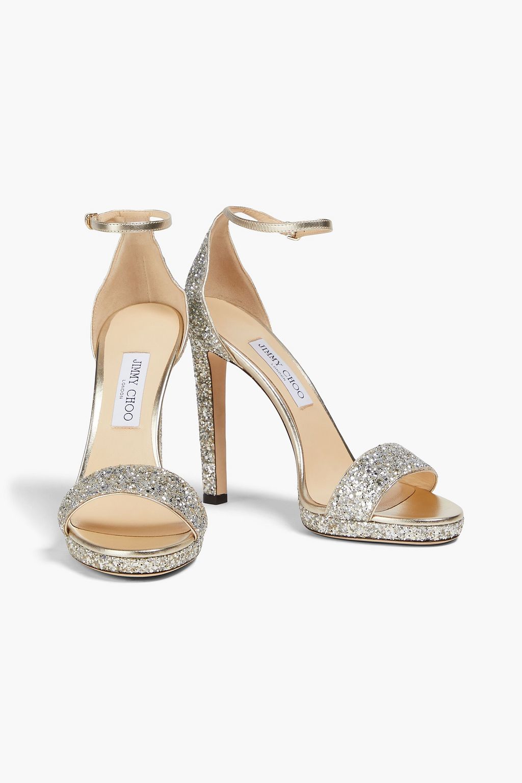 JIMMY CHOO Misty 120 glittered leather sandals