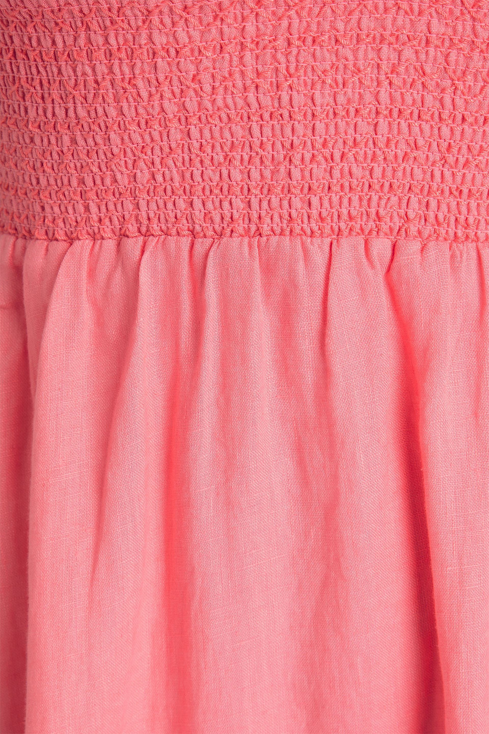Heidi Klein Lake Garda Smocked Linen Maxi Dress In Pink
