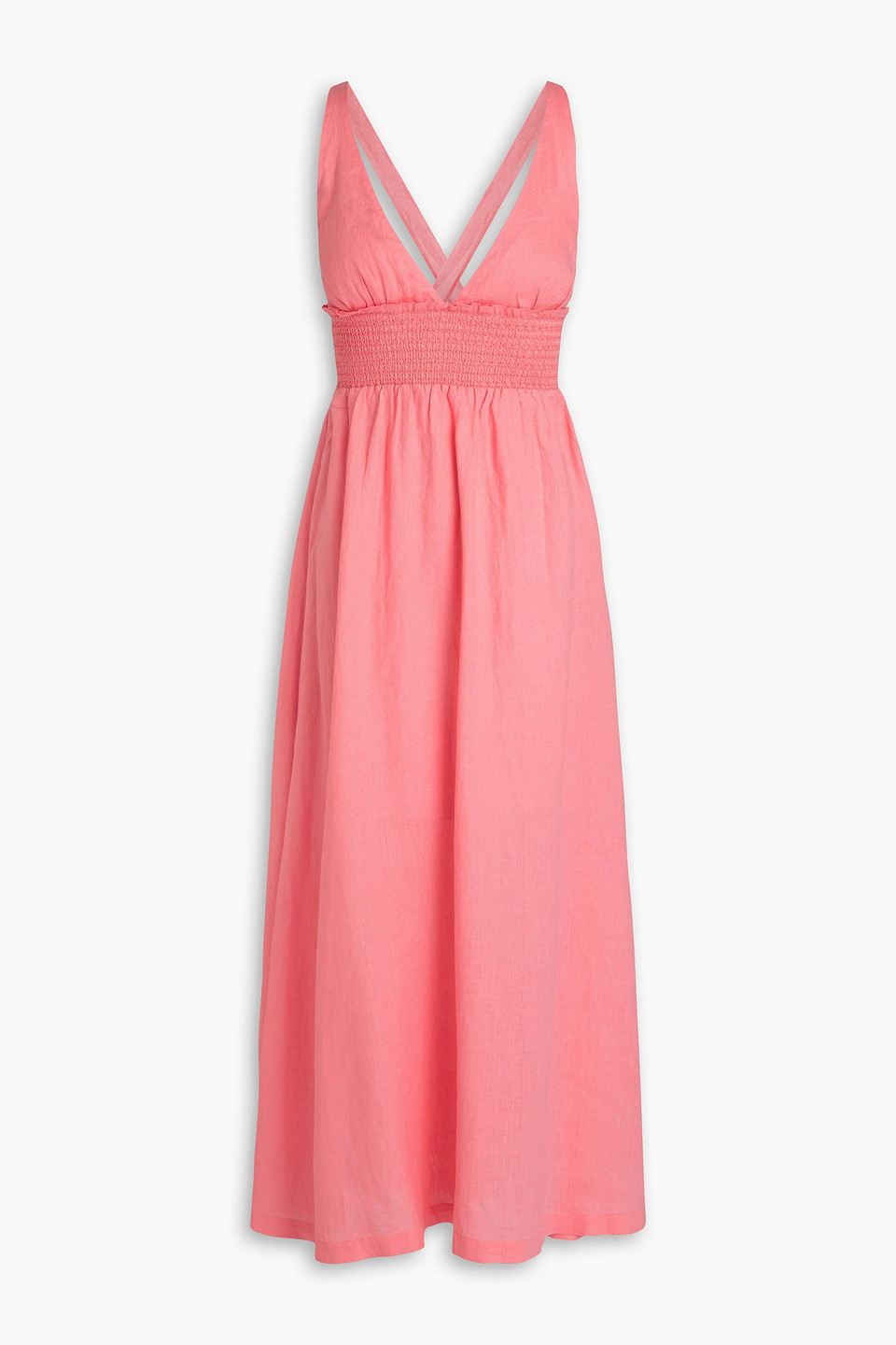 Lake Garda smocked linen maxi dress