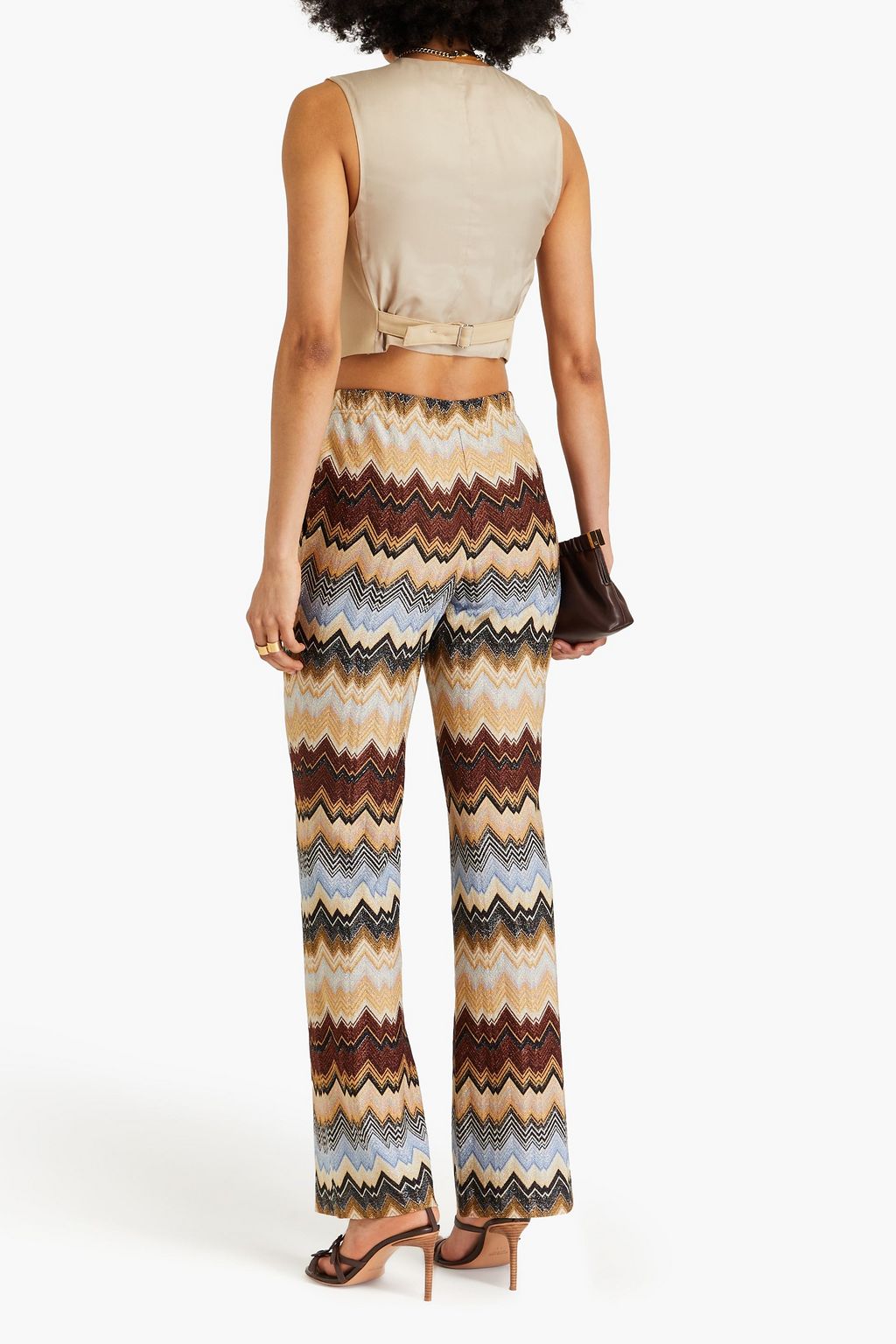 MISSONI Metallic crochetknit flared pants THE