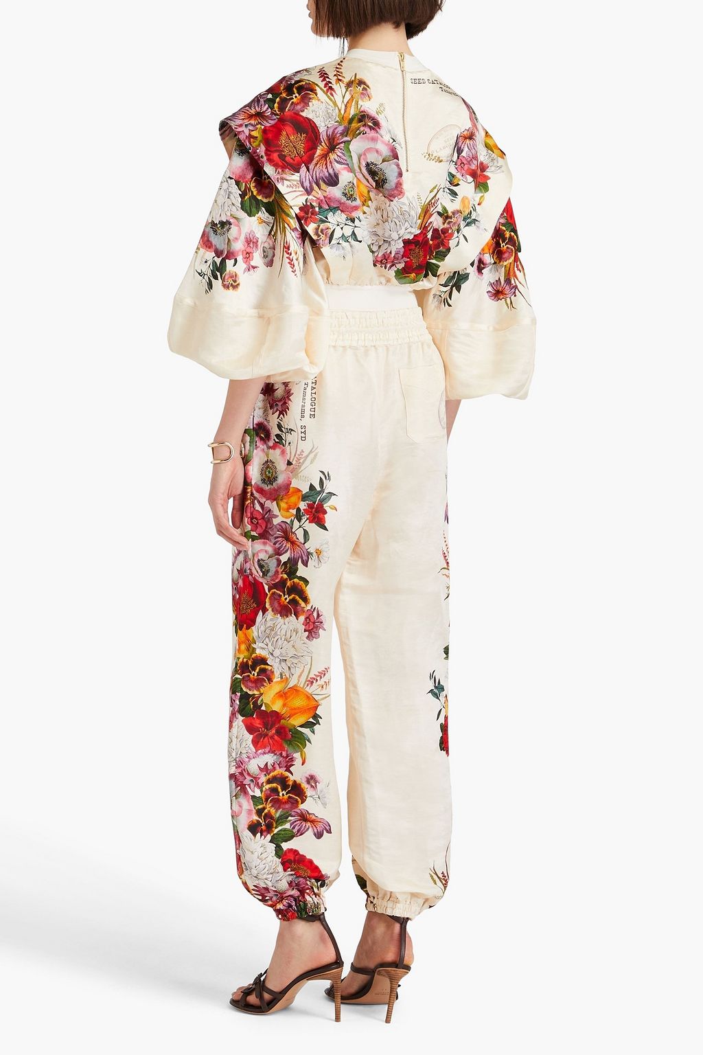 ZIMMERMANN リネン&シルク混 テーパードパンツ フローラルプリント