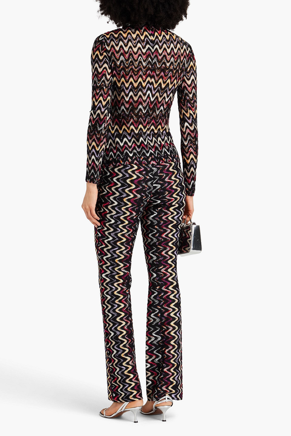 Shop Missoni Crochet-knit Wool-blend Flared Pants In Schwarz