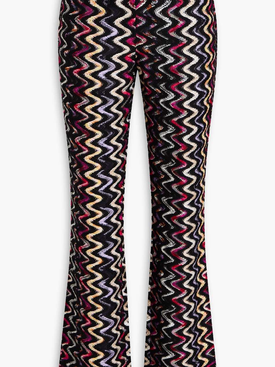 crochet-knit wool-blend flared pants