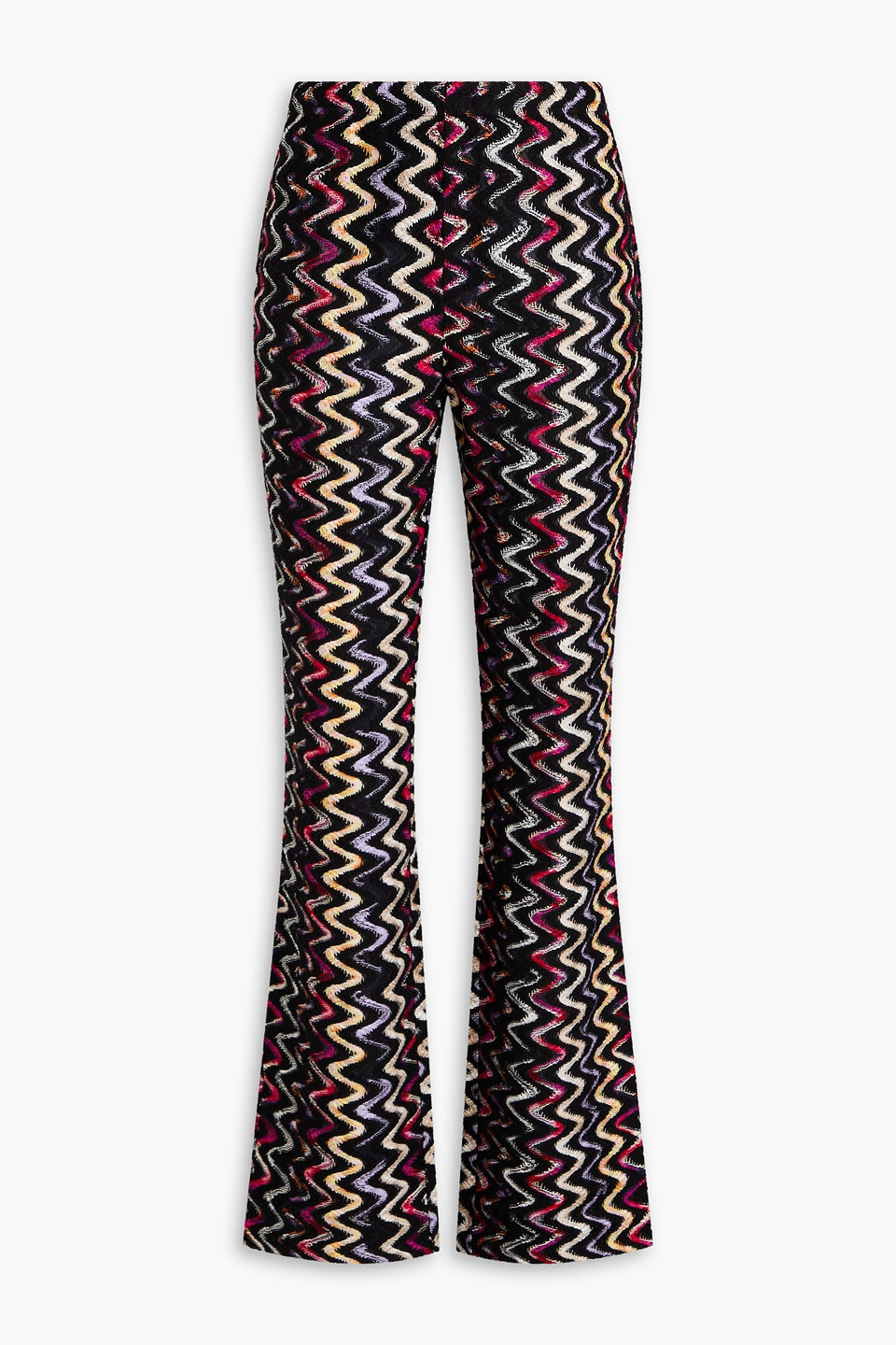 Shop Missoni Crochet-knit Wool-blend Flared Pants In Schwarz