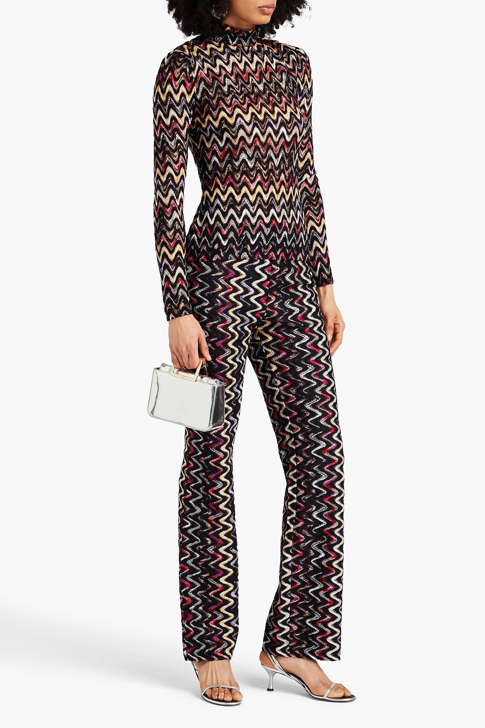 Shop Missoni Crochet-knit Wool-blend Flared Pants In Schwarz