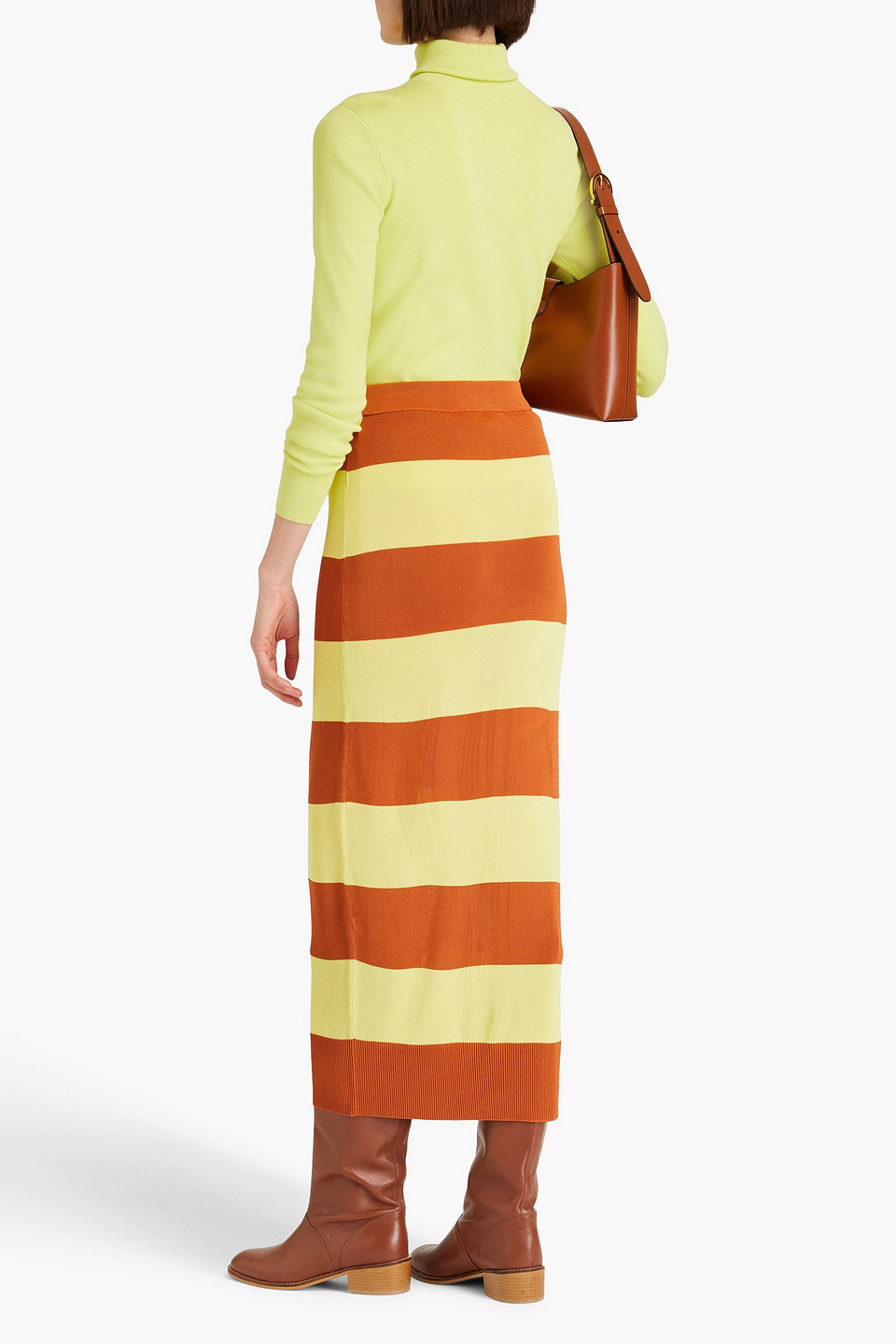 ZIMMERMANN STRIPED KNITTED MIDI SKIRT