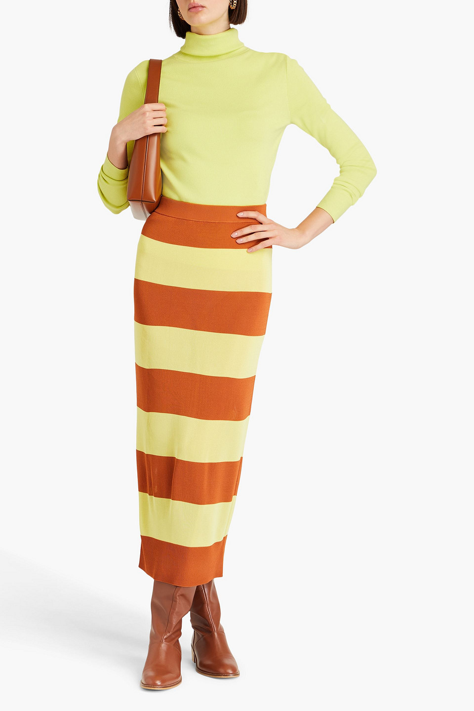 ZIMMERMANN STRIPED KNITTED MIDI SKIRT