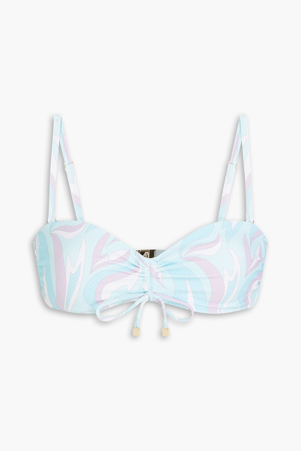 Heidi Klein Florence Printed Stretch-piqué Underwired Bikini Top In Light Blue