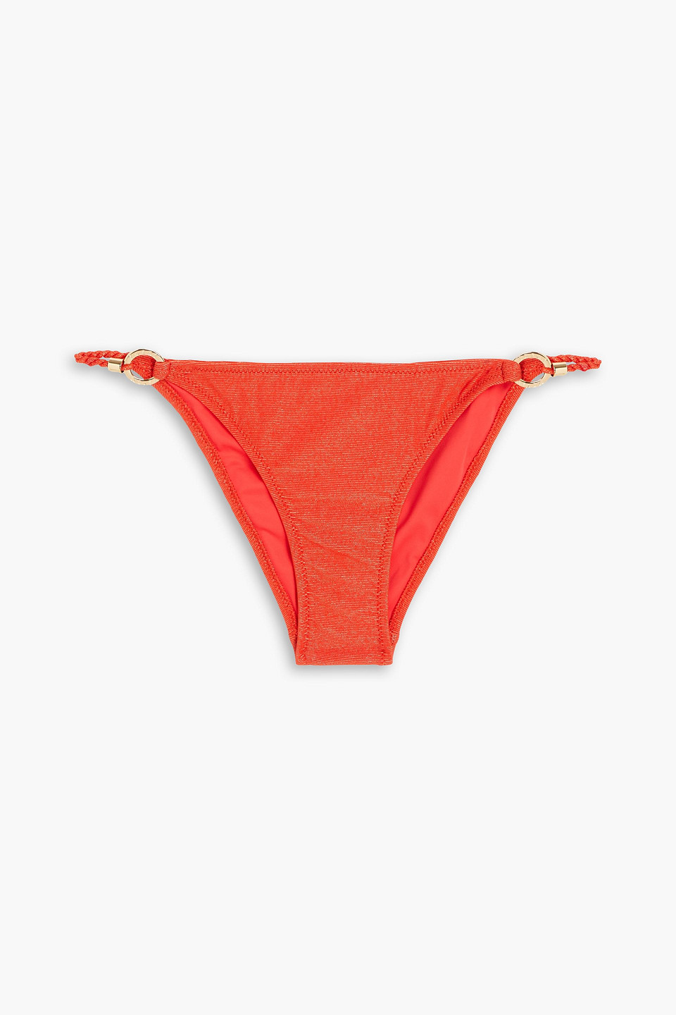 Heidi Klein Metallic Low-rise Bikini Briefs In Red