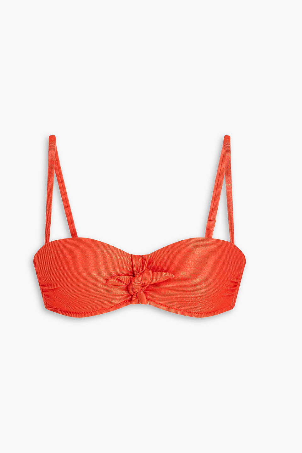 Heidi Klein Knotted Metallic Underwired Bikini Top In Red