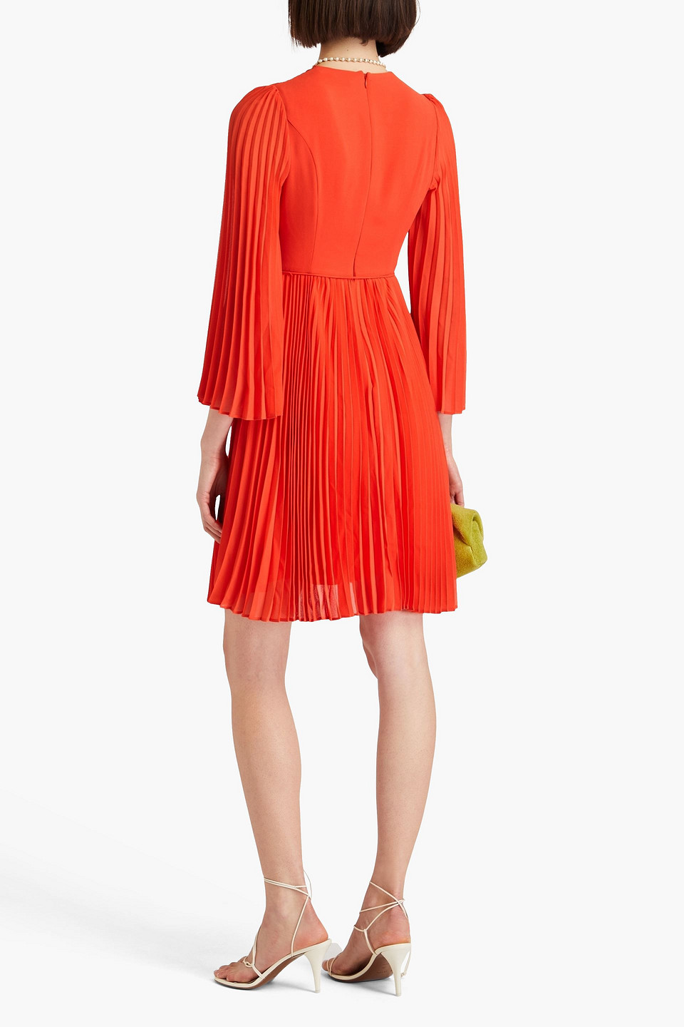 Shop Zimmermann Pleated Chiffon Mini Dress In Red