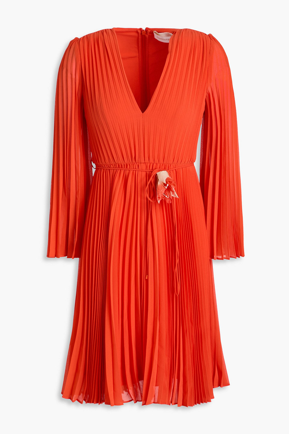 Zimmermann Pleated Chiffon Mini Dress In Red