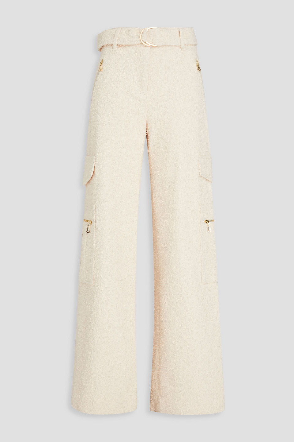 Zimmermann Belted Cotton-blend Terry Cargo Pants In Cream