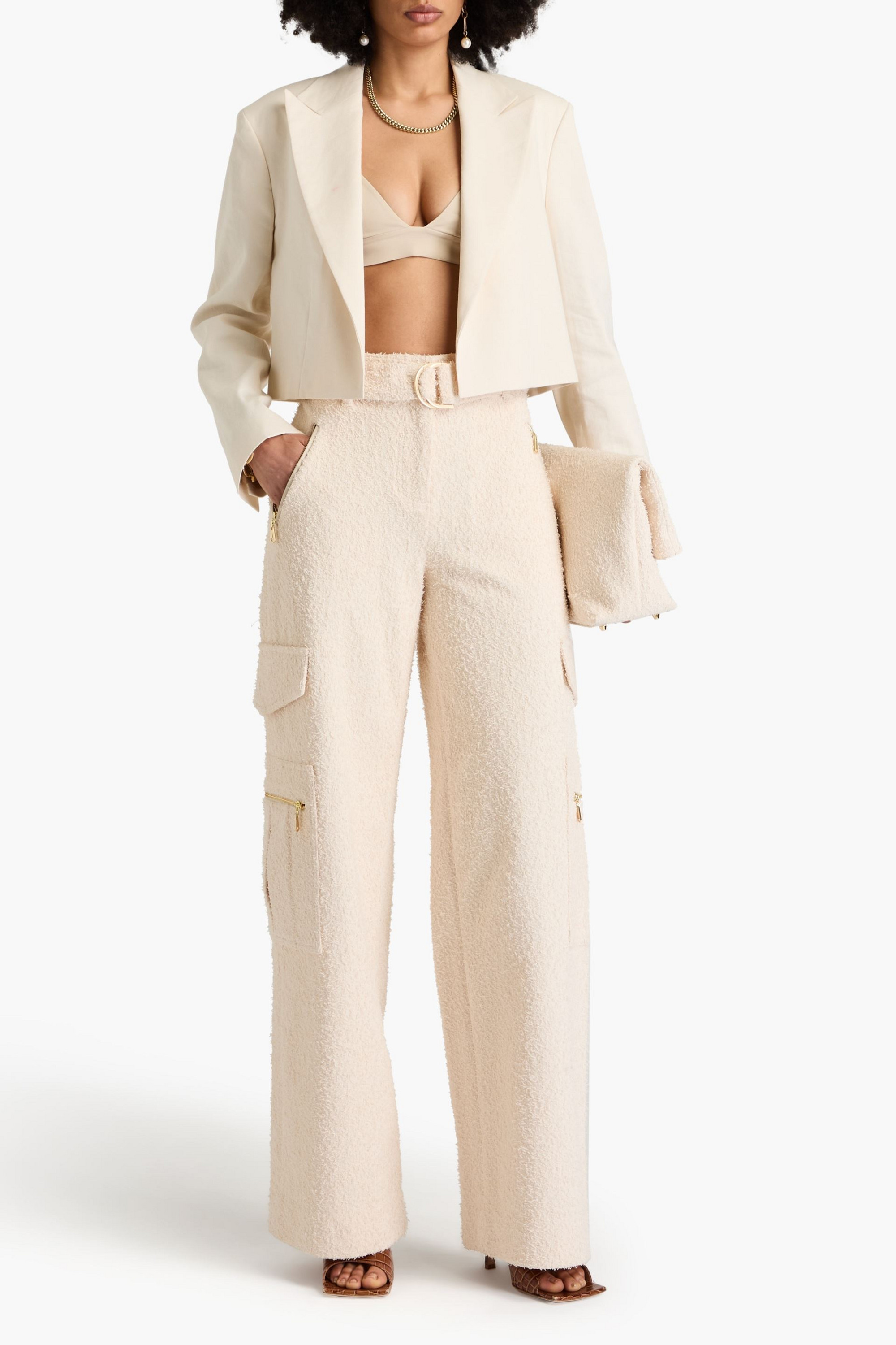 Zimmermann Belted cotton-blend terry cargo pants