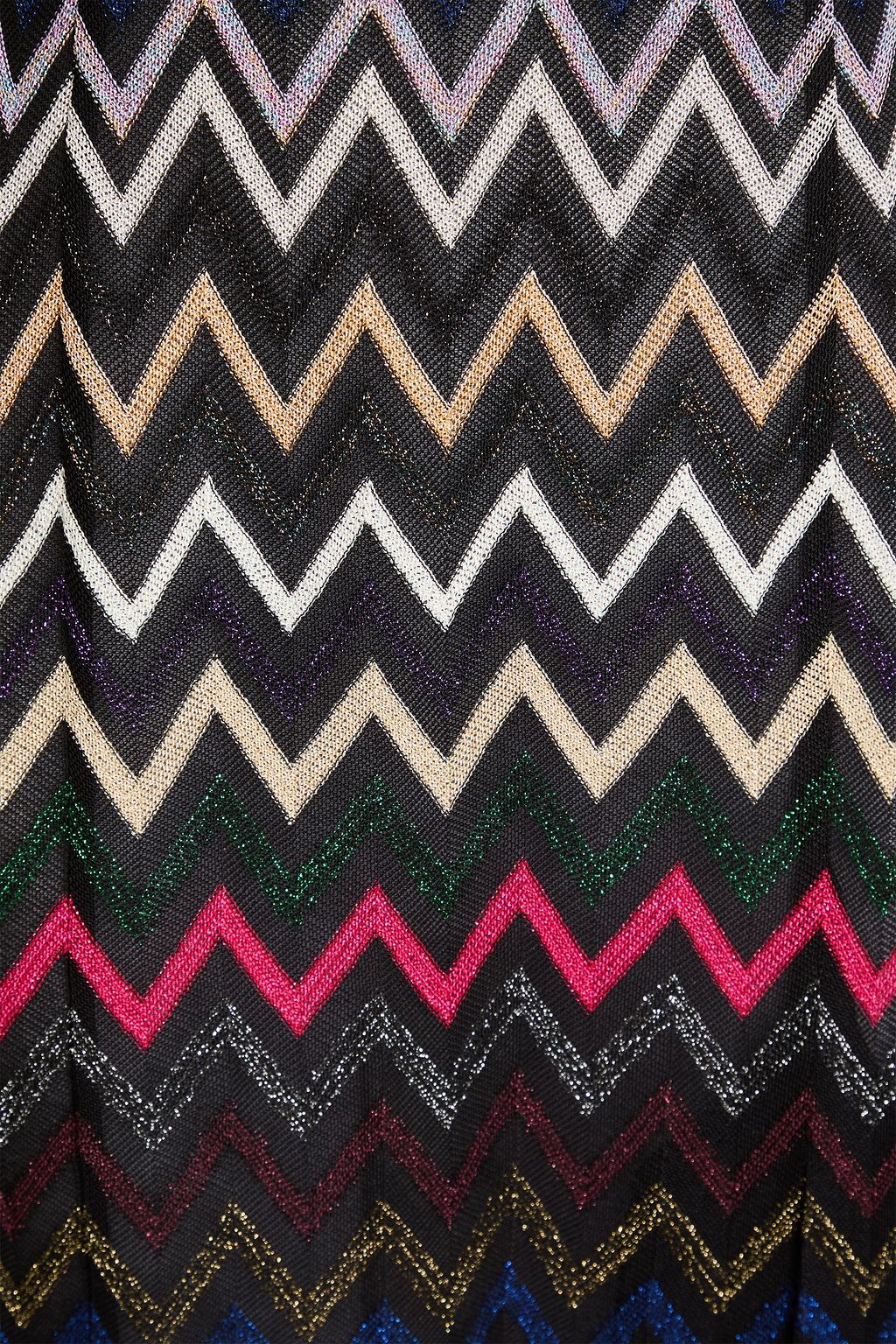 MISSONI فستان متوسط الطول من نسيج بحبكة كروشيه بلون معدني