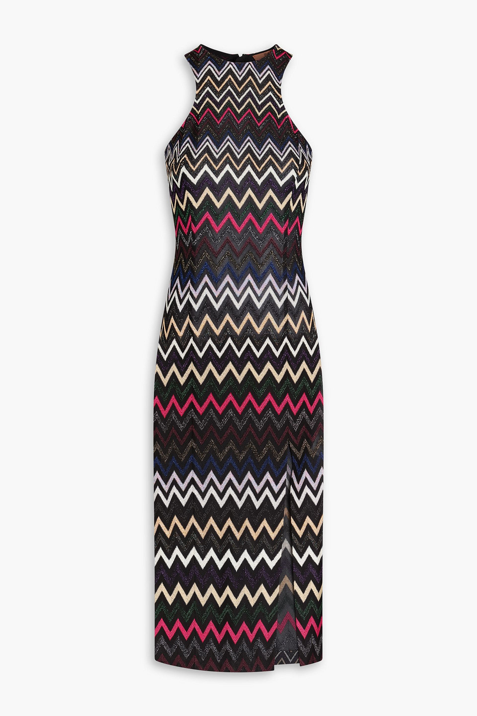 Missoni Metallic Crochet-knit Midi Dress In Black
