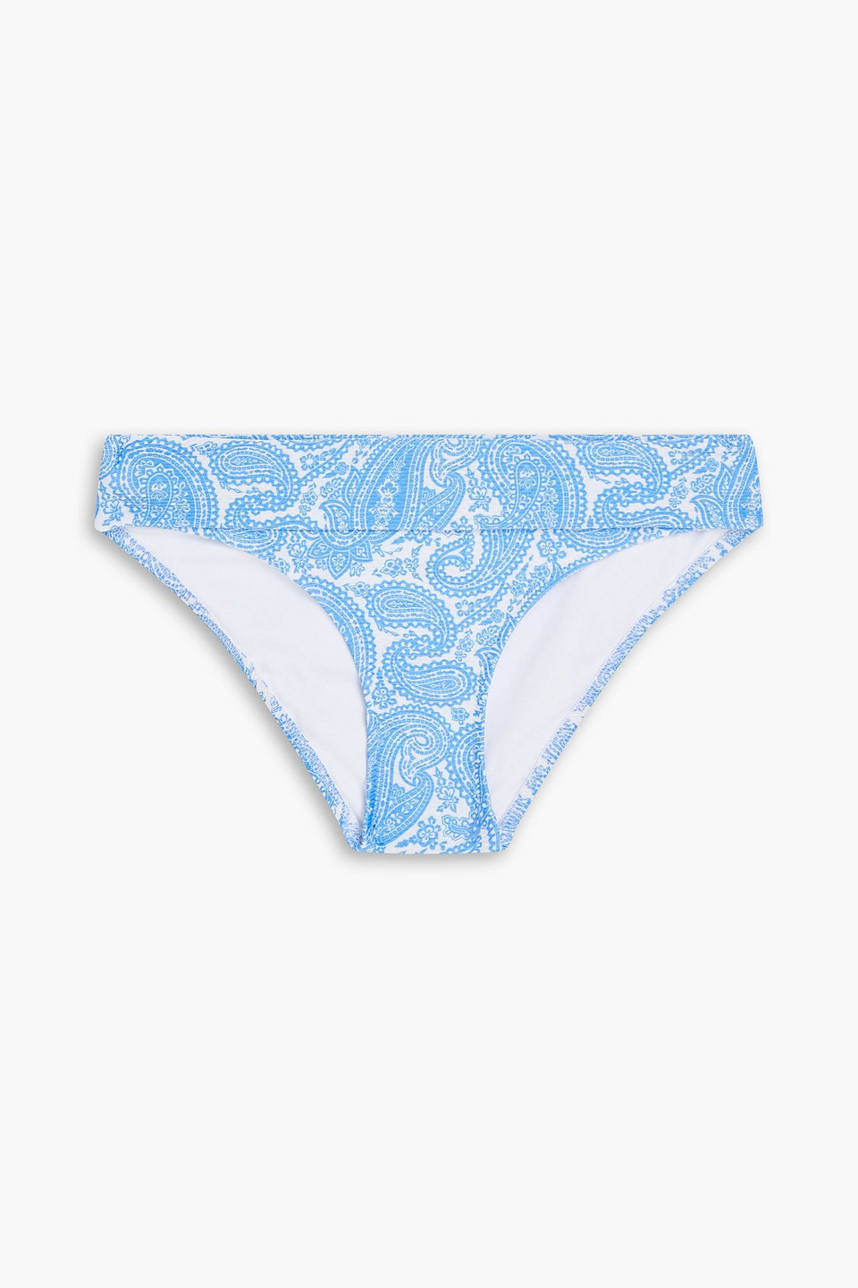 Heidi Klein Paisley-print Stretch-piqué Low-rise Bikini Briefs In Azure