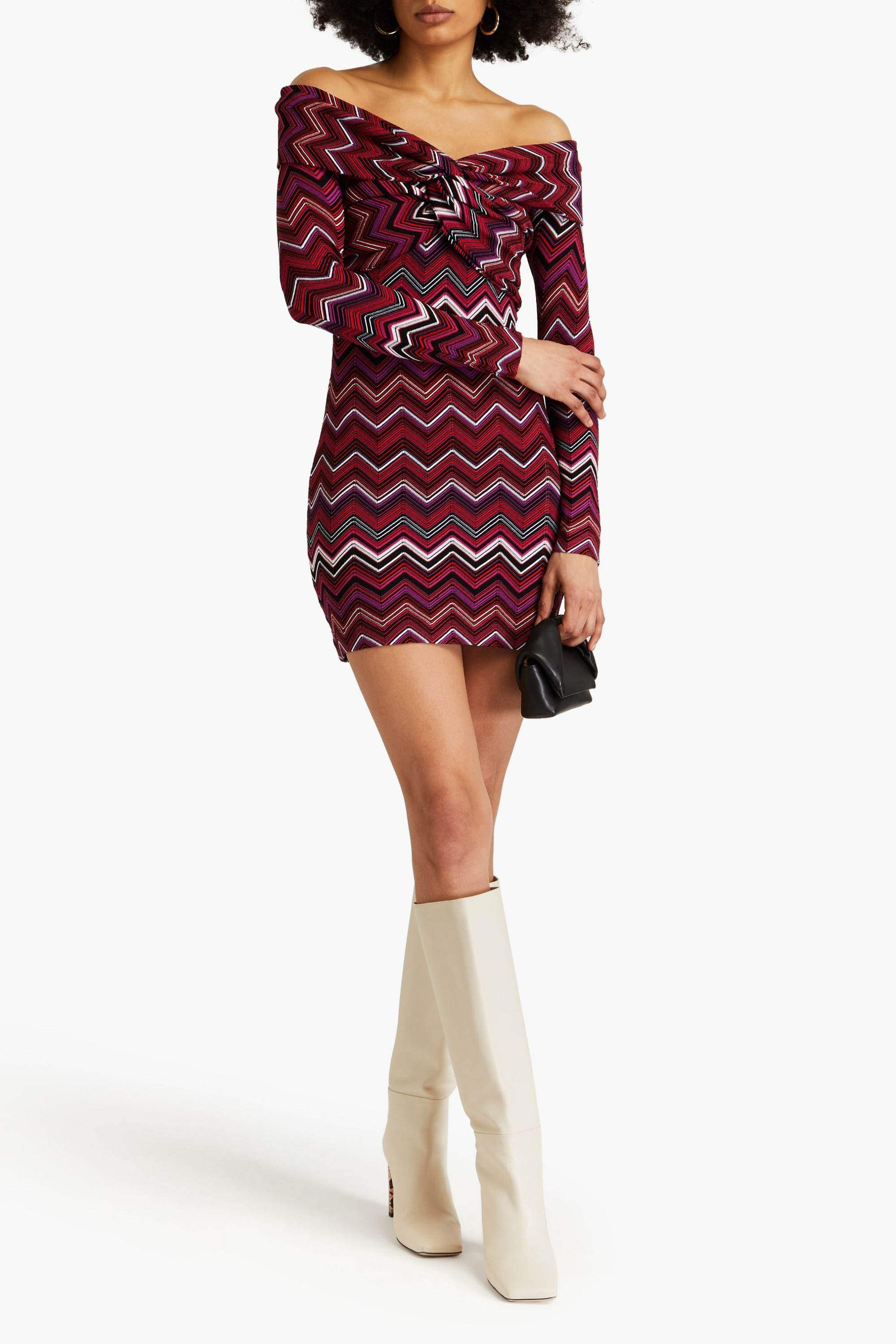 Missoni Off-the-shoulder twisted jacquard-knit mini dress