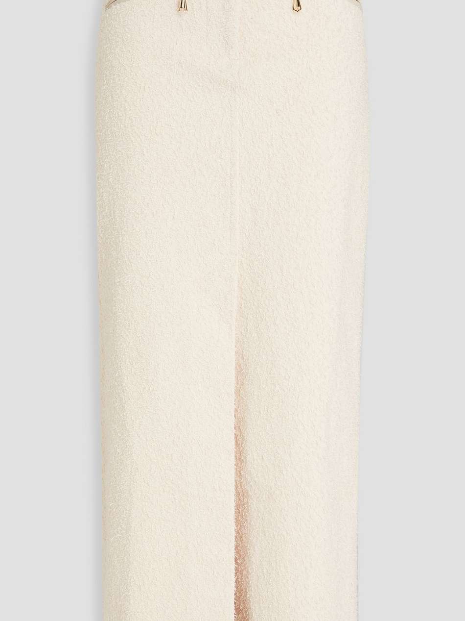 belted cotton-blend bouclé maxi skirt