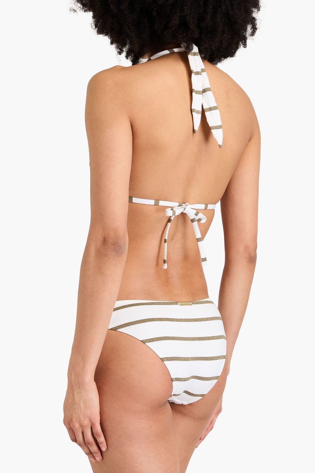 HEIDI KLEIN St Tropez metallic striped halterneck bikini top