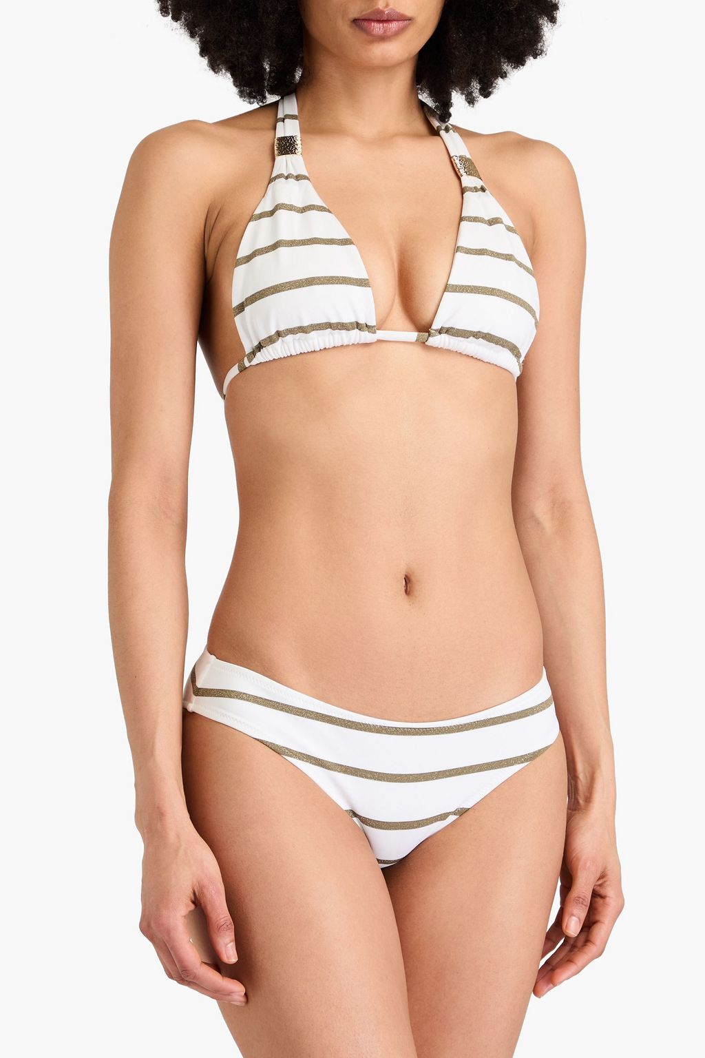 HEIDI KLEIN St Tropez metallic striped halterneck bikini top