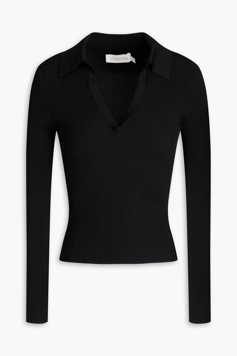 Zimmermann Ribbed Jersey Polo Shirt In Black