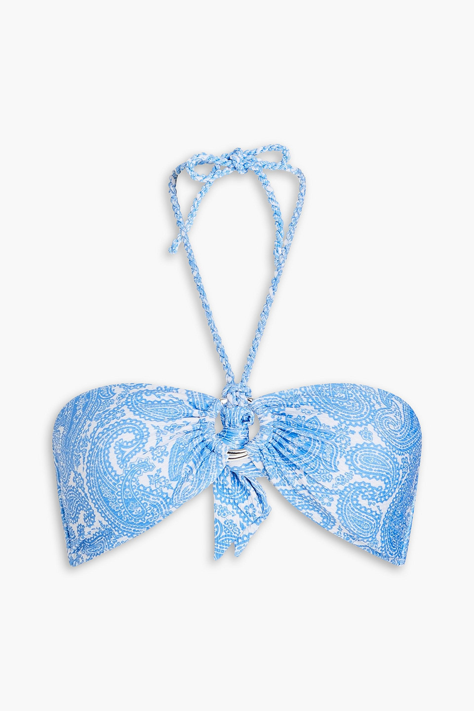 Paisley-print stretch-piqué halterneck bikini top