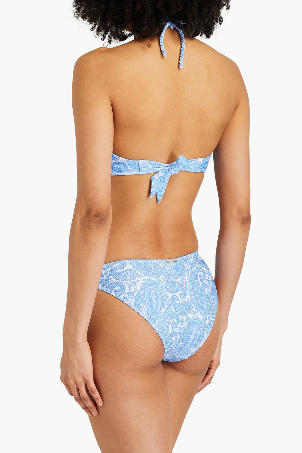 Heidi Klein Paisley-print Stretch-piqué Low-rise Bikini Briefs In Azure
