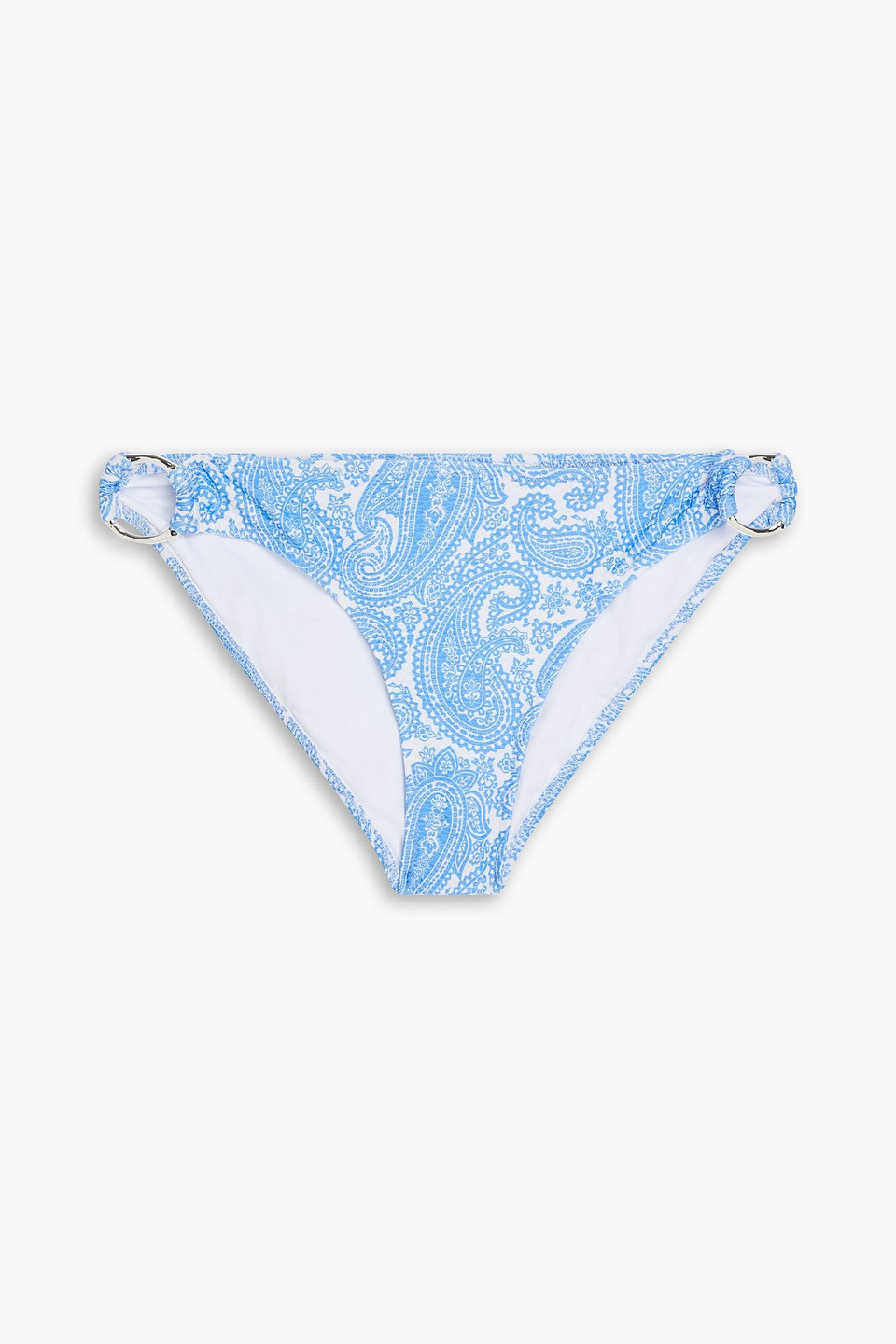 Paisley-print stretch-piqué low-rise bikini briefs