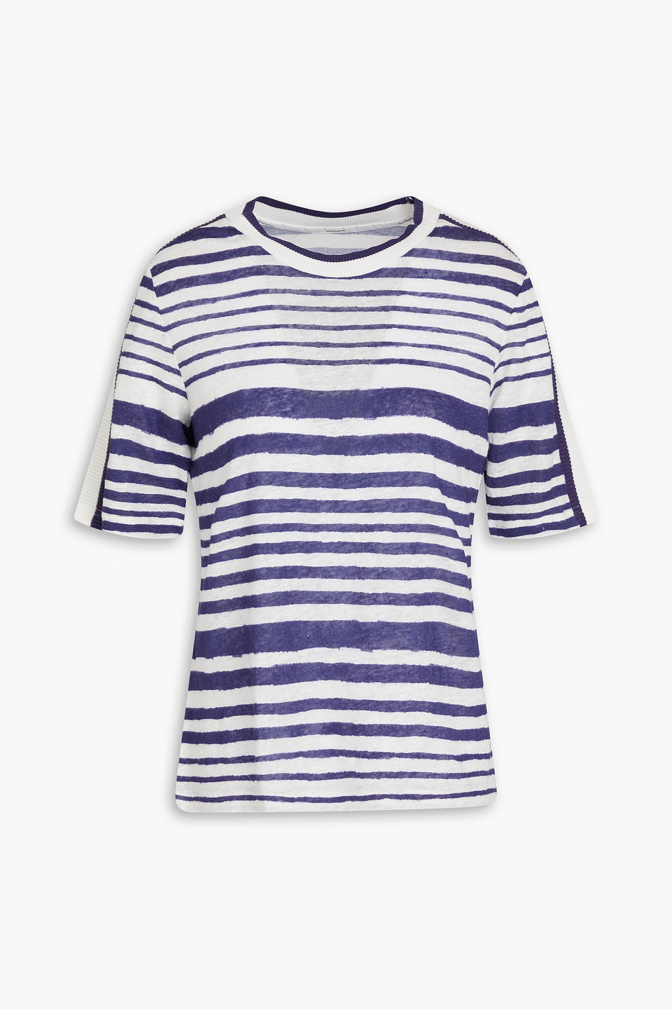 Zimmermann Striped Linen-jersey T-shirt In Navy