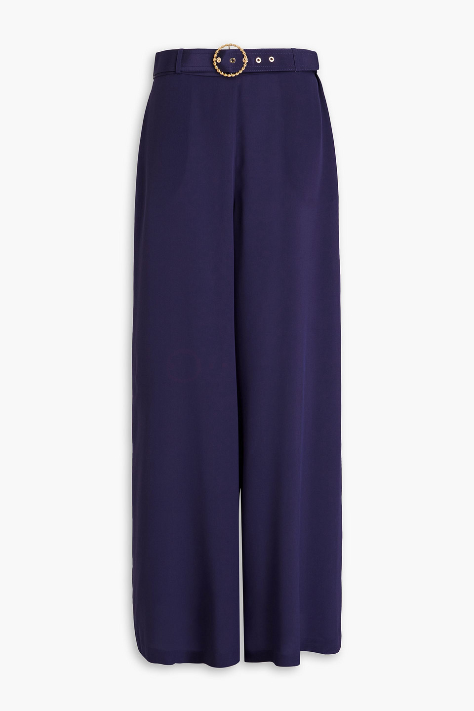 Zimmermann Silk Crepe De Chine Wide-leg Pants In Navy